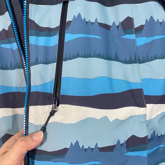 LL Bean Boy's Blue Graphics Full Zip Hooded Primaloft Winter Jacket Size L 14-16 - Picture 10 of 11